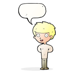 cartoon happy boy with speech bubble