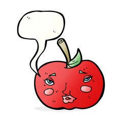cartoon apple with face with speech bubble