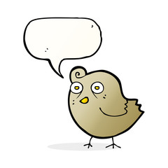 funny cartoon bird with speech bubble