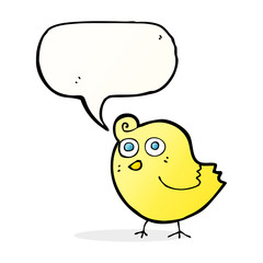 funny cartoon bird with speech bubble