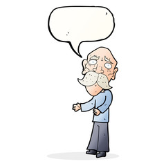 cartoon lonely old man with speech bubble