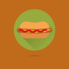 Hot dog flat design vector icon