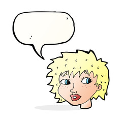 cartoon surprised woman with speech bubble