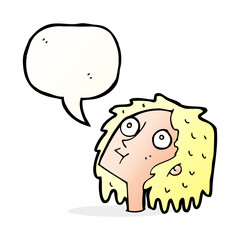 cartoon staring woman with speech bubble