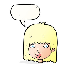 cartoon surprised woman with speech bubble