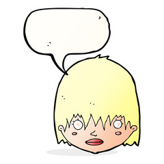 cartoon staring woman with speech bubble