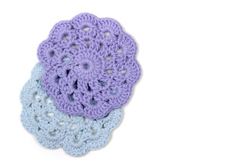 crochet thread of beautiful cloth in the form of a circle on a w