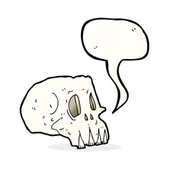cartoon spooky skull with speech bubble