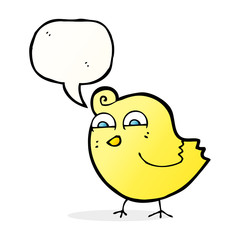 cartoon funny bird with speech bubble