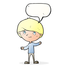 cartoon happy boy with speech bubble