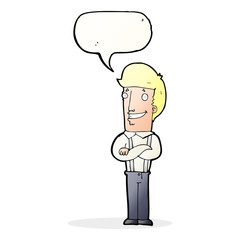 cartoon proud man with speech bubble