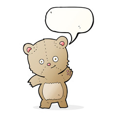 cartoon teddy bear with speech bubble
