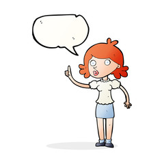 cartoon woman with idea with speech bubble