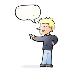 cartoon man pointing with speech bubble