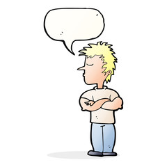 cartoon man refusing to listen with speech bubble