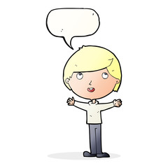 cartoon happy boy with speech bubble