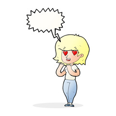 cartoon woman in love with speech bubble