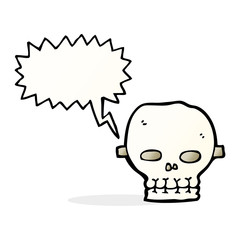 cartoon spooky skull mask with speech bubble