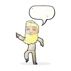 Fototapeta premium cartoon bearded man pointing the way with speech bubble