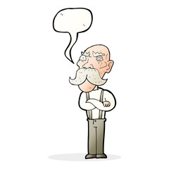 cartoon angry old man with speech bubble