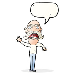 cartoon angry old man with speech bubble