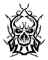 Fototapeta premium Black and white ornamental skull