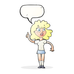 cartoon woman making point with speech bubble