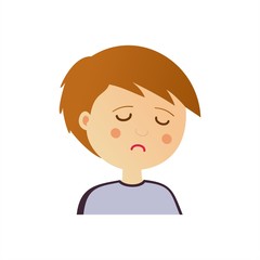 Obraz premium Una niño con gesto de tristeza sobre fondo blanco. Ilustración vectorial