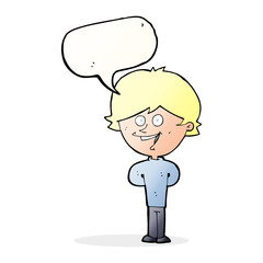 cartoon happy boy with speech bubble