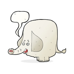 cartoon happy elephant with speech bubble