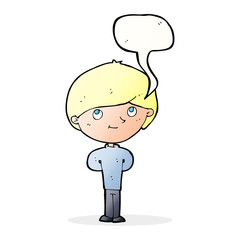cartoon happy boy with speech bubble