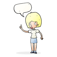 cartoon woman with idea with speech bubble