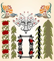 Naklejka premium set of art nouveau elements