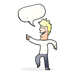 cartoon man pointing and laughing with speech bubble