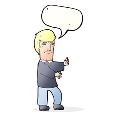 cartoon grumpy man with speech bubble