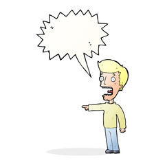 cartoon terrified man with speech bubble