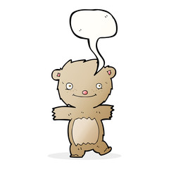 cartoon teddy bear with speech bubble