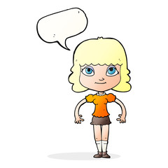 cartoon girl with speech bubble