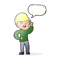 cartoon boy with idea with speech bubble