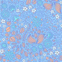 Floral doodle wallpaper seamless pattern
