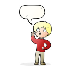 cartoon boy with idea with speech bubble