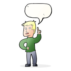 cartoon boy with idea with speech bubble