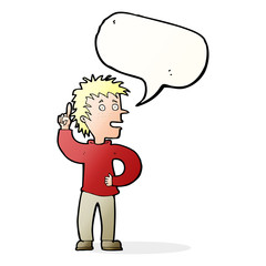 cartoon boy with idea with speech bubble