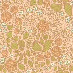 Floral doodle wallpaper seamless pattern.