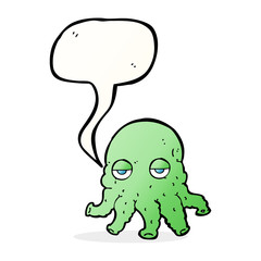 cartoon alien squid face with speech bubble