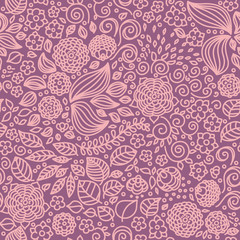 Floral doodle wallpaper seamless pattern.