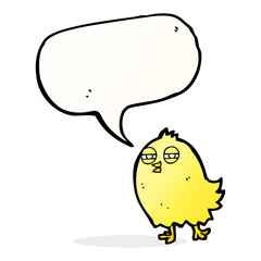 funny cartoon bird with speech bubble