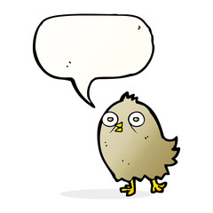 funny cartoon bird with speech bubble