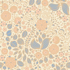 Floral doodle wallpaper seamless pattern.