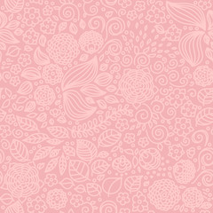 Floral doodle wallpaper seamless pattern.